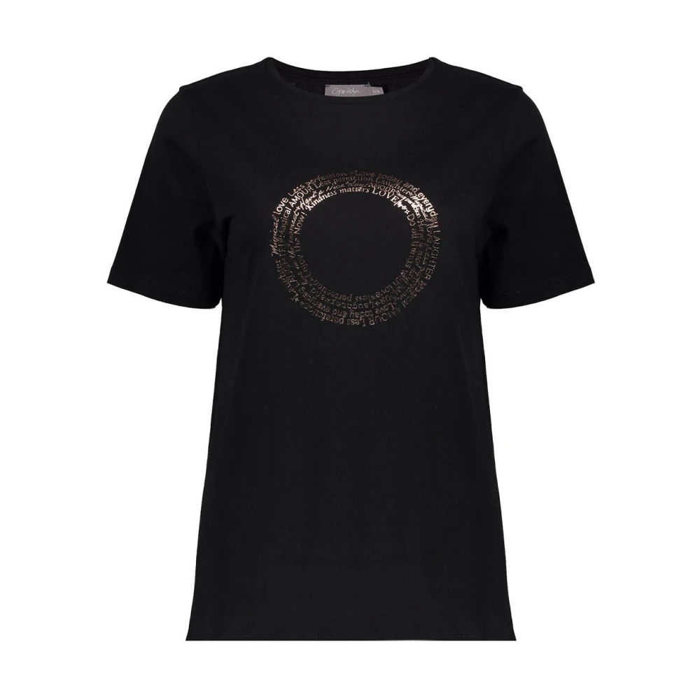 Geisha Cirkel Folie T-shirt Black Dames