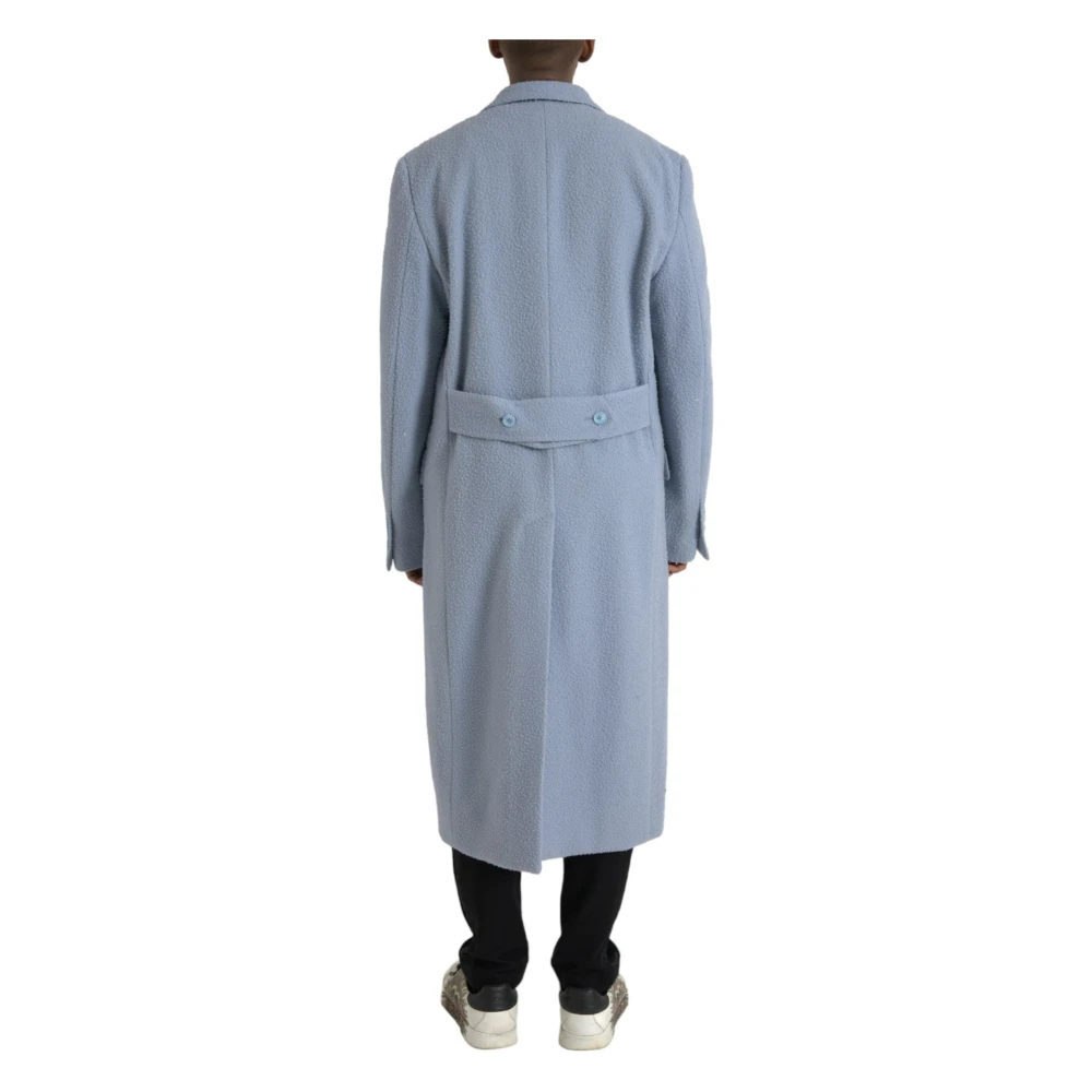 Dolce & Gabbana Blauwe Dubbelrijige Trenchcoat Jas Blue Heren