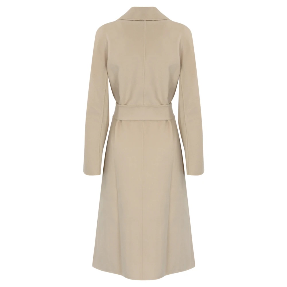 Max Mara Studio Gebonden Wollen Jas White Dames