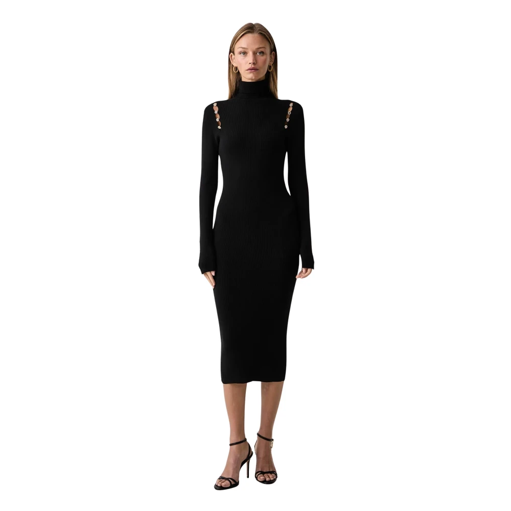Fracomina Donna Nero - Abito Midi In Maglia Slim - Dresses - L