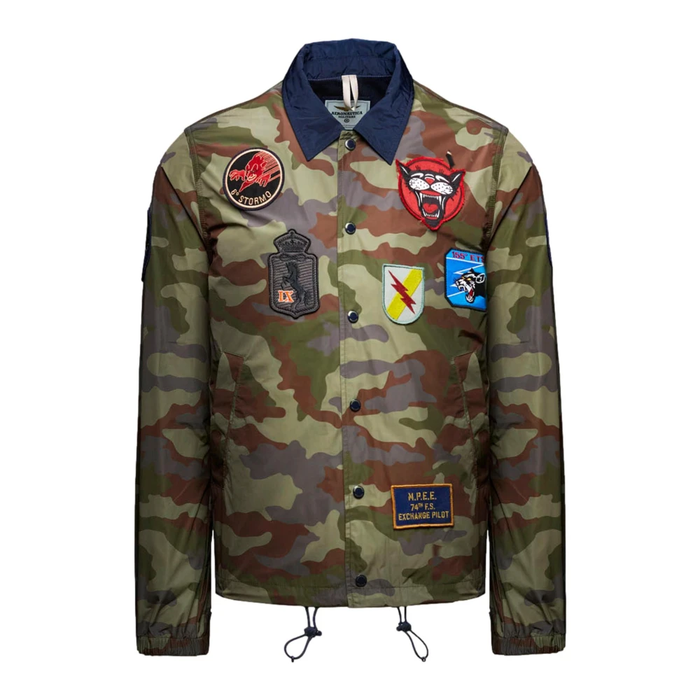 Aeronautica Militare Men's Green Light Jackets, M, Coach Jacket Camouflage