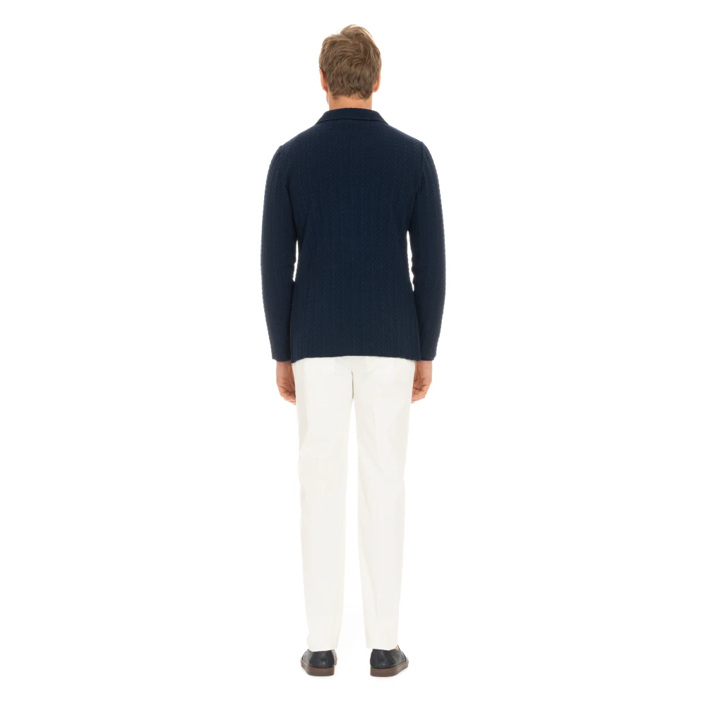 Lardini Blauw Dubbelborstig Jas Comfortabel Stijlvol Blue Heren