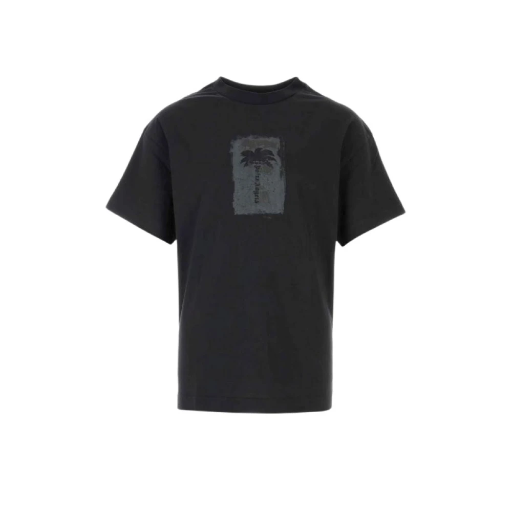 Palm Angels , T-Shirts, Male, Black, S, Palm Tree Cotton T-Shirt