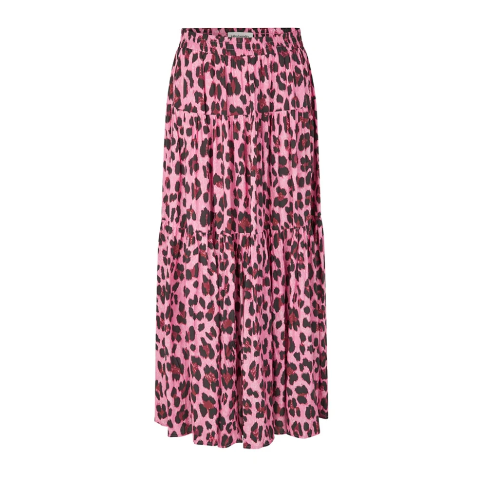 Lollys Laundry Luipaardprint Maxi Rok Neon Roze Pink Dames