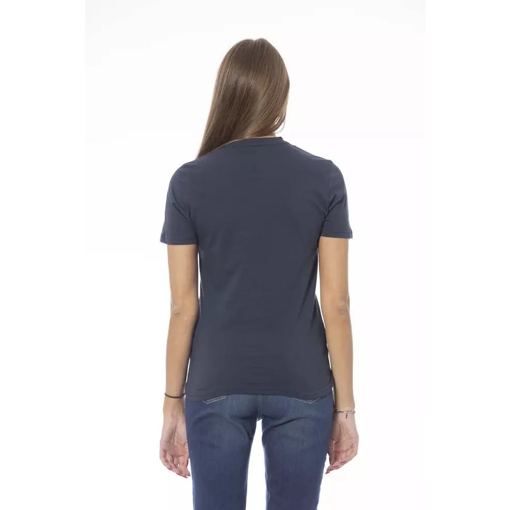 Baldinini Trendy Blauwe Katoenen Tops T-Shirt Gray Dames