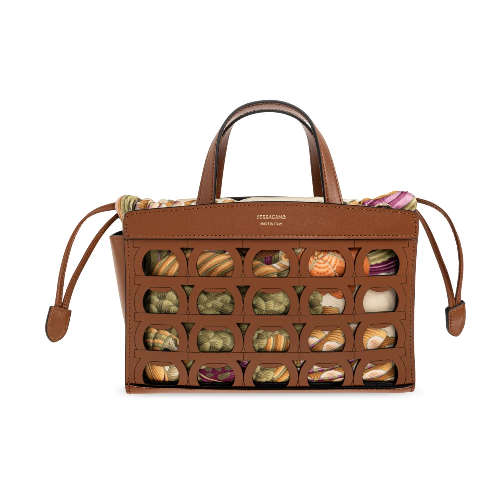 Ferragamo Donna Marrone Mini Tote Bag - Immagine 2