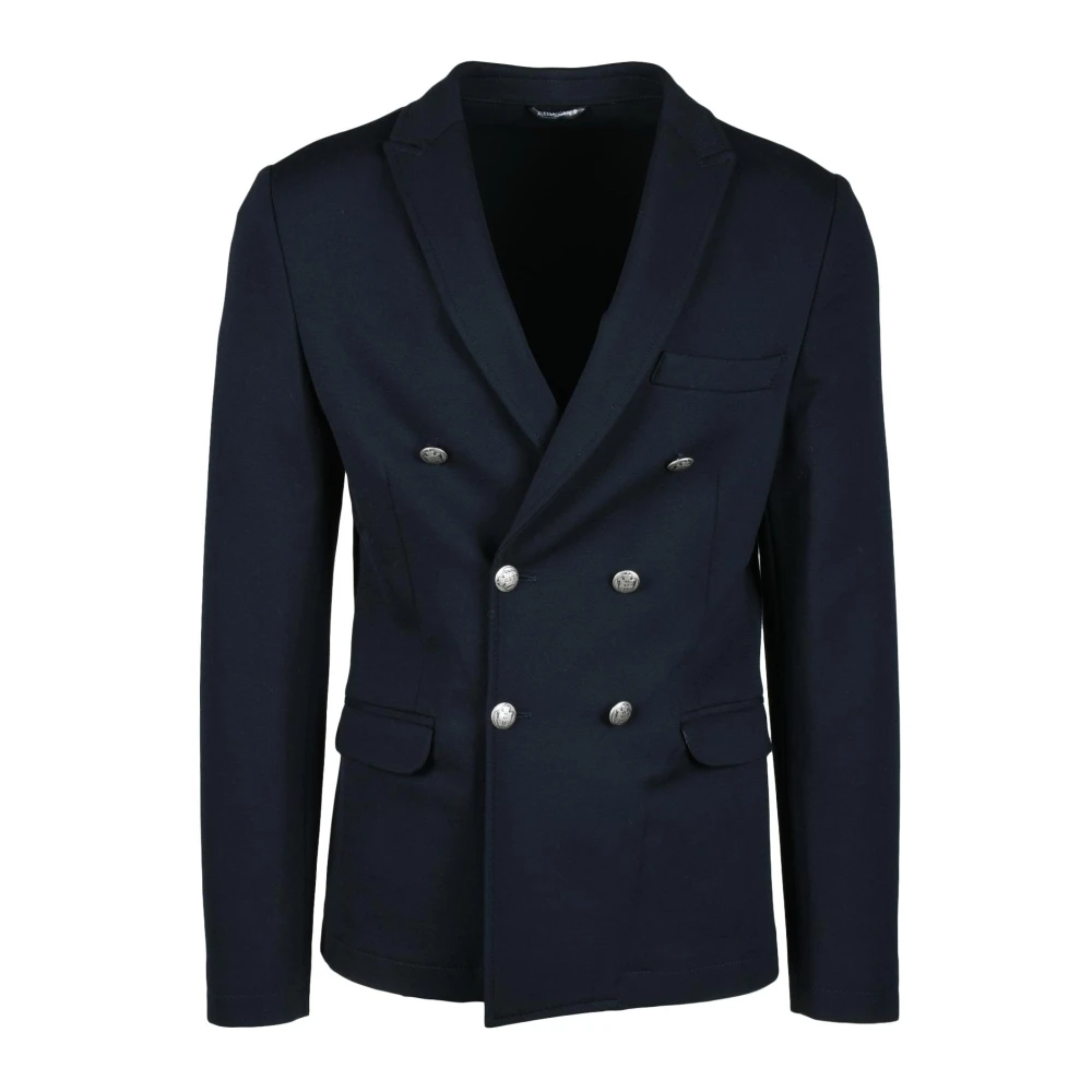 Daniele Alessandrini Grijze Blazer Jas Viscose Mix Elastaan Blue Heren