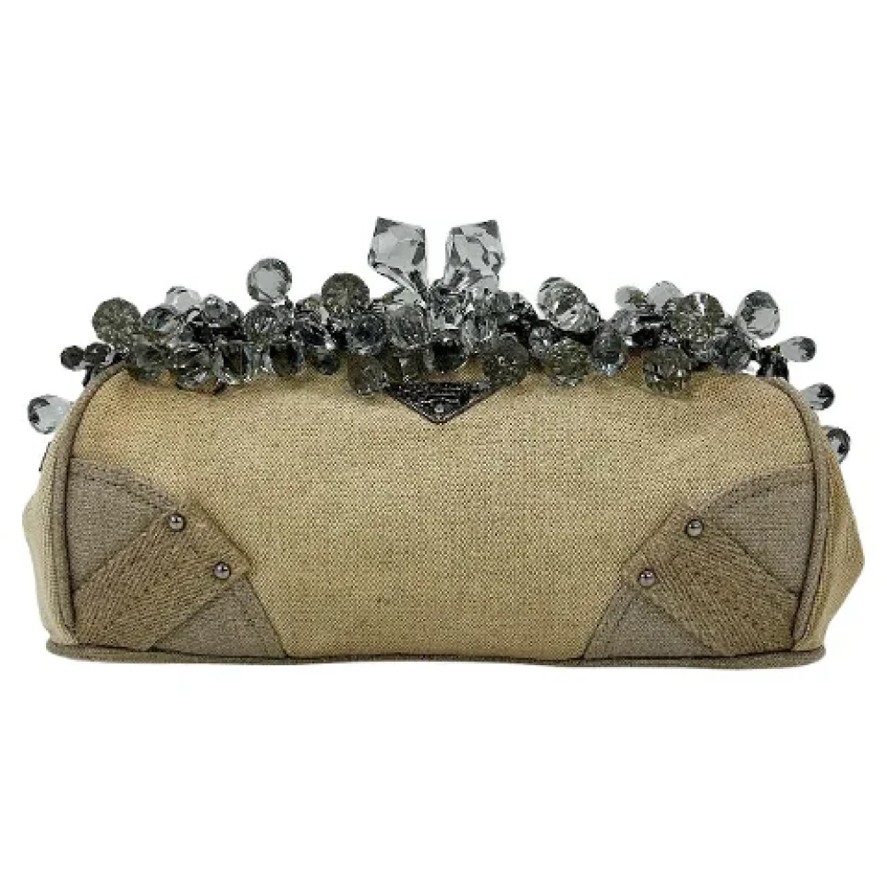 Prada Vintage Pre-owned Canvas clutches Gray Dames