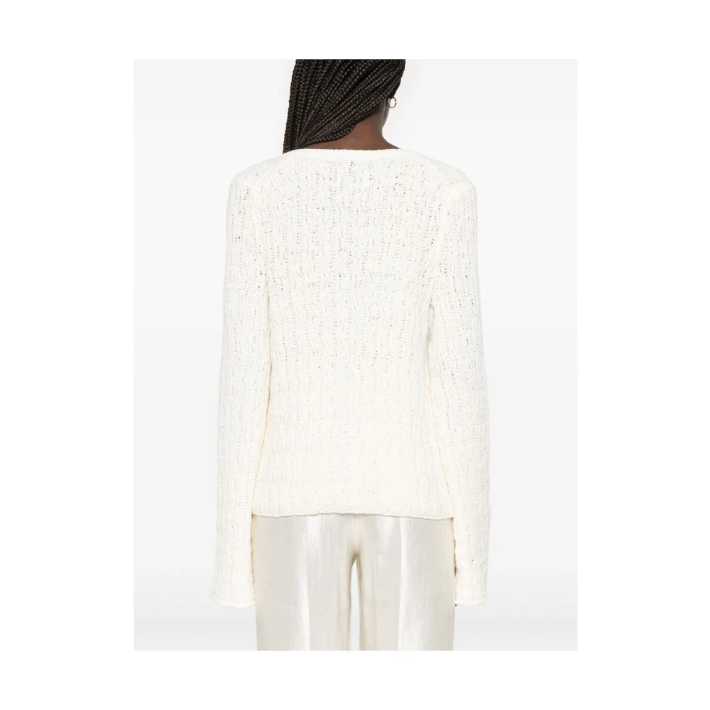 Loulou Studio Beige V-hals Sweater met Flared Cuffs Beige Dames