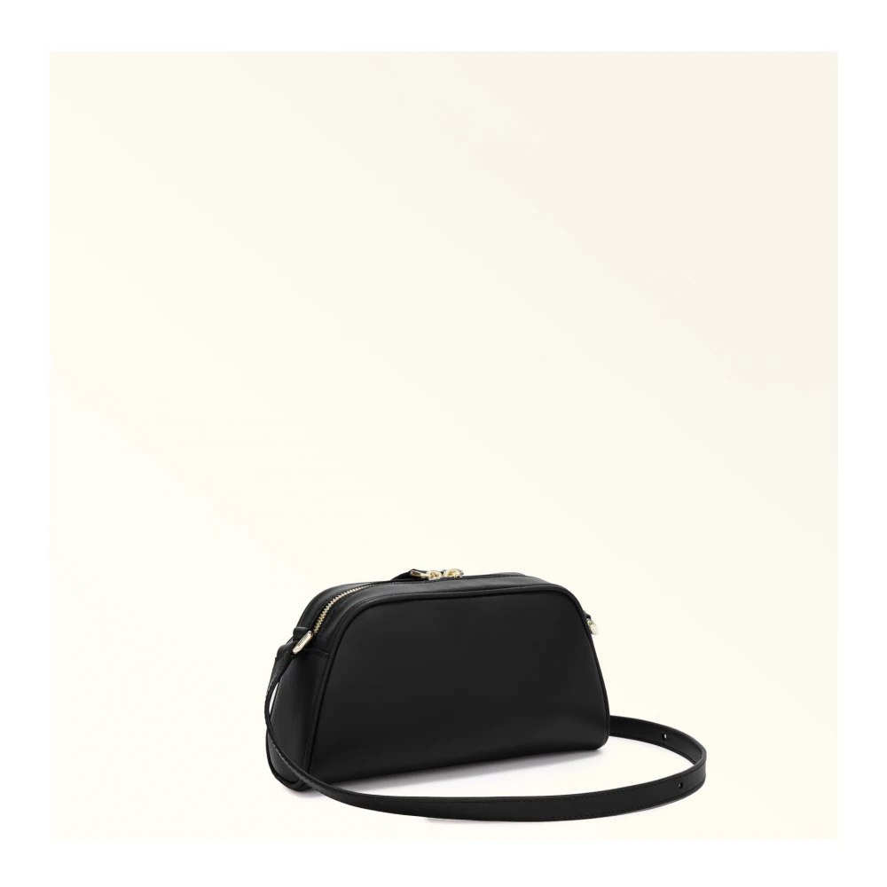 Furla Zwarte leren schoudertas met rits Black Dames