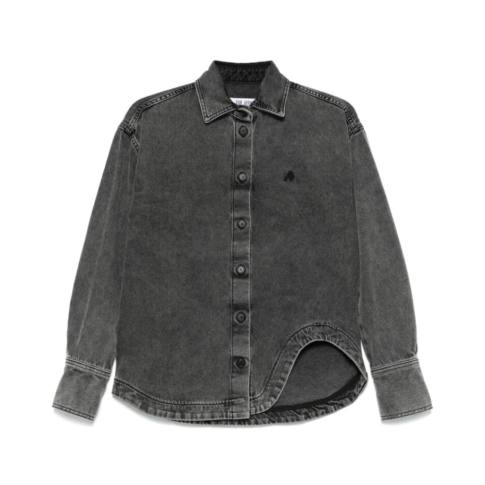 The Attico Zwart knoopsluiting bovenkleding met logoborduursel Black Dames