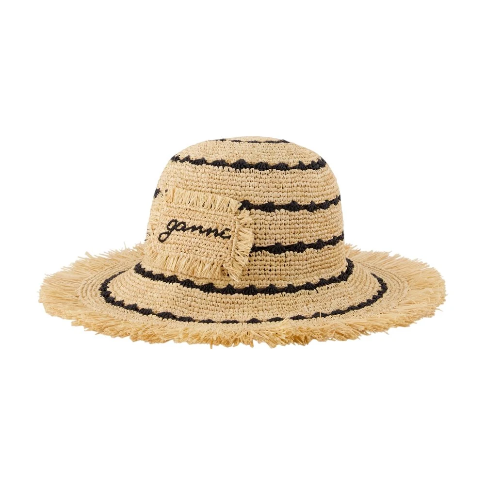 Ganni Donna Multicolor - Cappello A Secchiello In Rafia A Righe - Accessories - E - One Size