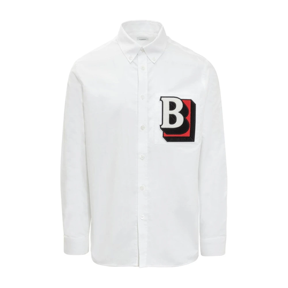 Burberry Katoenen overhemd met geborduurde details White Heren