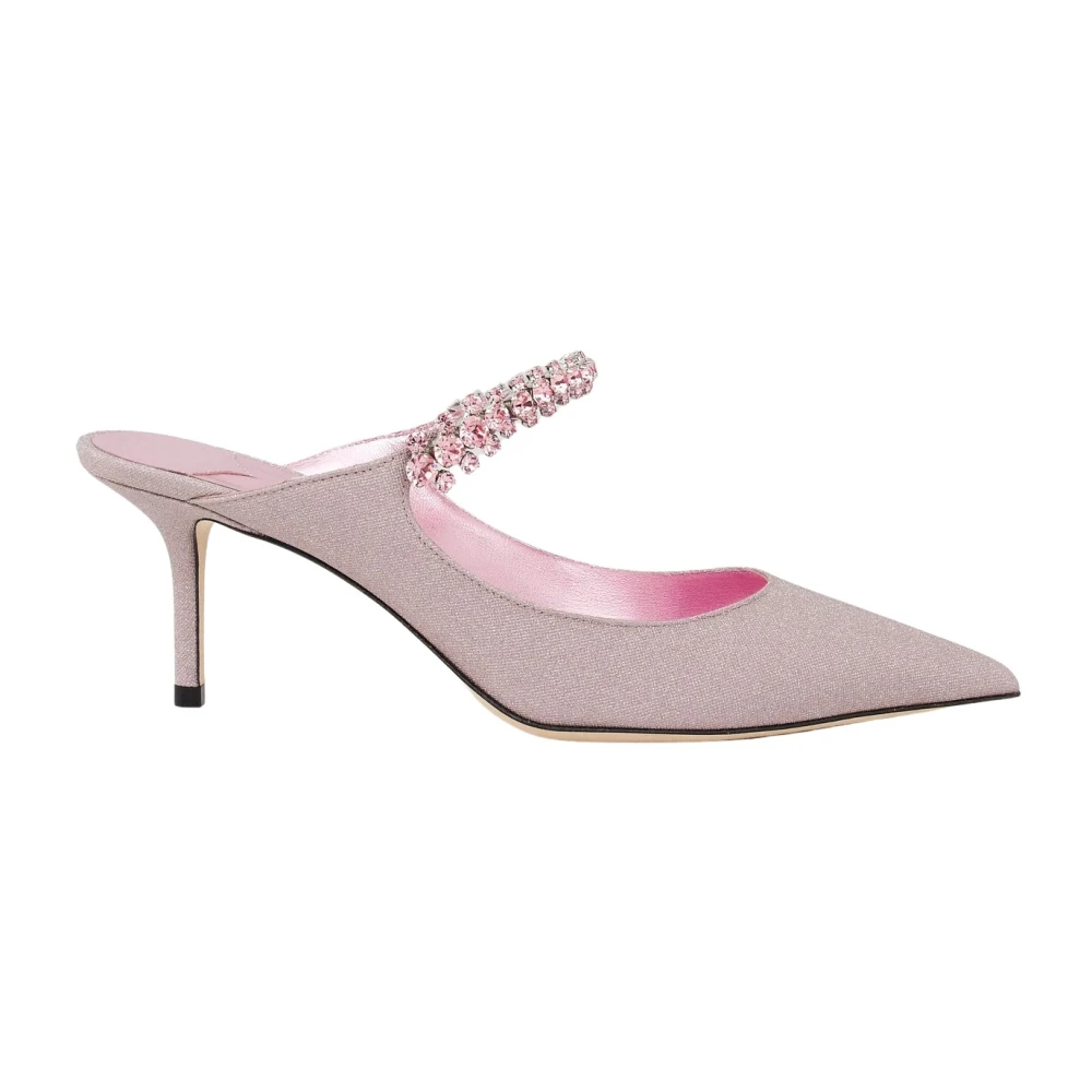Jimmy Choo Women's Pink Heeled Mules, 4 Uk, High Heel Mules With Crystals