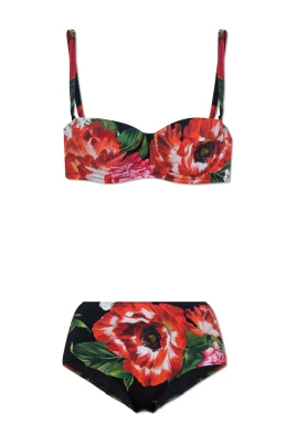 Tvådelad baddräkt med blommigt motiv