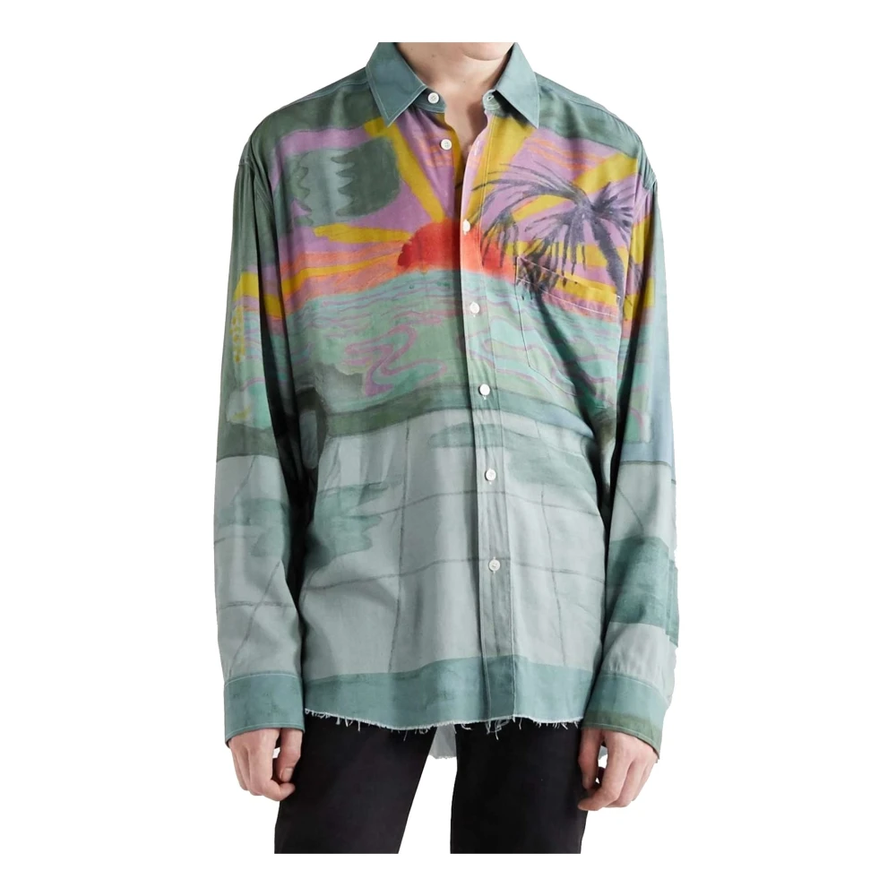 Celine Gedrukt overhemd met Tyson Reeder Print Green Heren