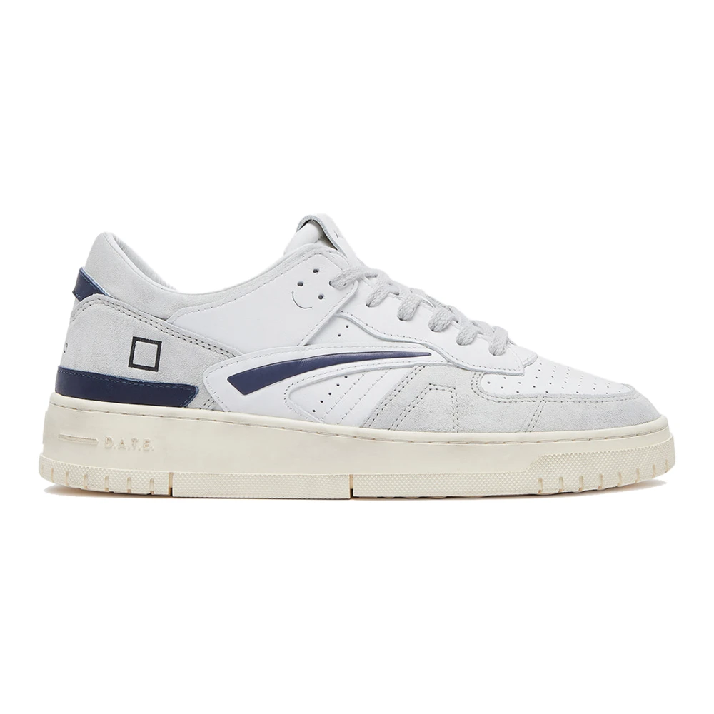 D.a.t.e. Men's White Sneakers, 11 Uk, Trainers With Gray And Blue Details