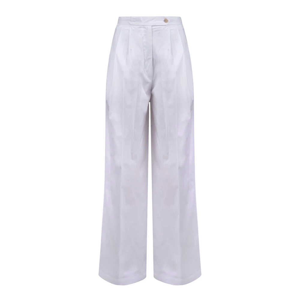 Semicouture White Pantalone Camelia - Female - Wide Trousers - Xs - Trousers