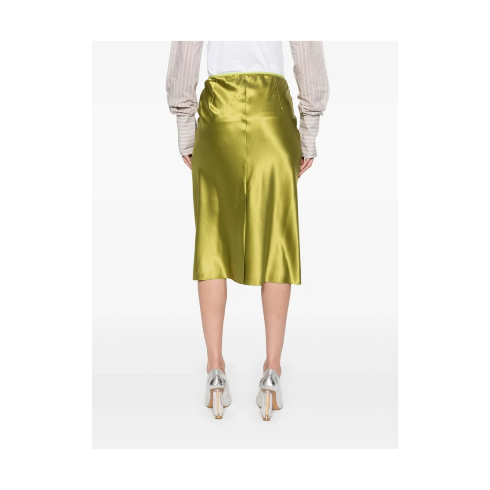 Dries Van Noten Olijfgroene Elastische Taille Rok Green Dames