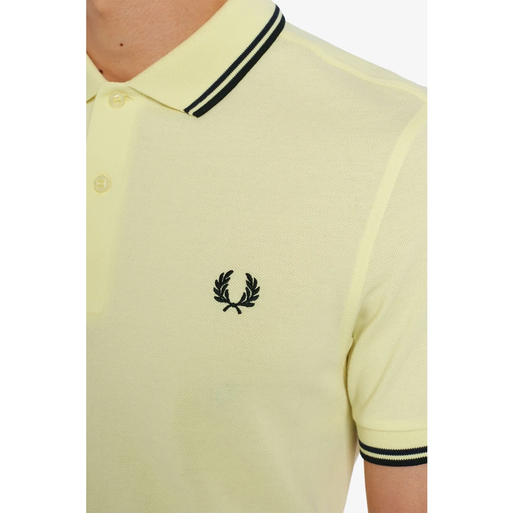 Fred Perry Slim Fit Twin Tipped Polo in Wax Yellow Navy Black Yellow Heren