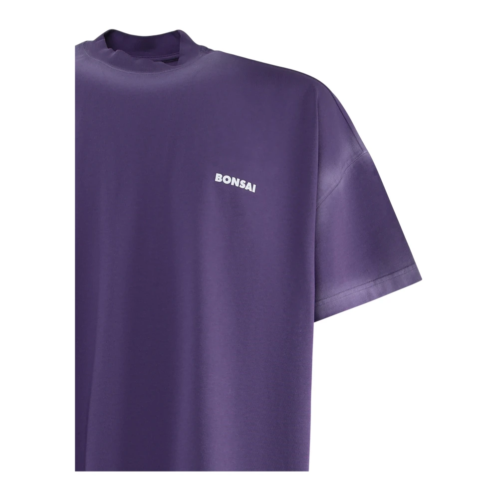 Bonsai Paarse hoge kraag logo T-shirt Purple Heren