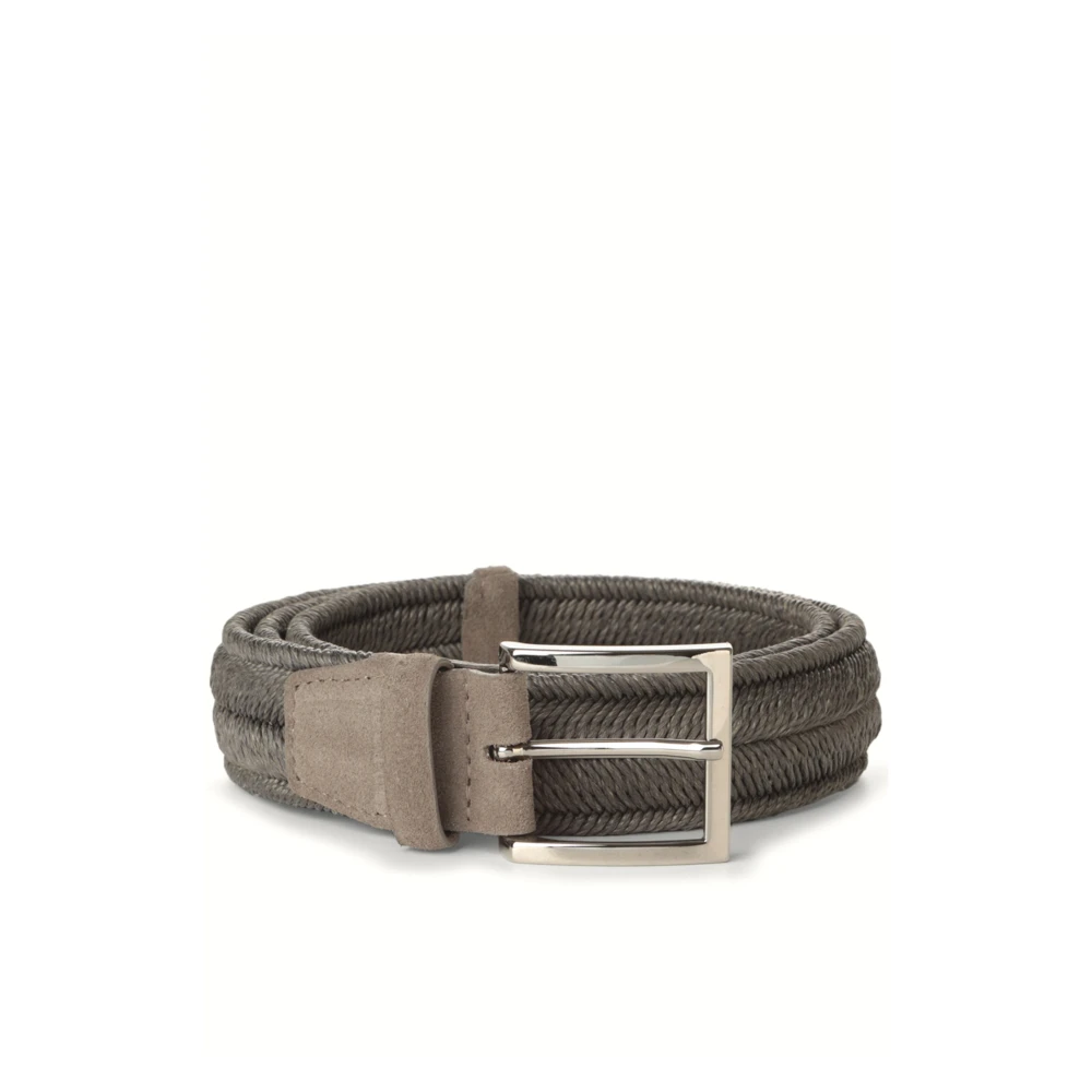 Orciani Men's Green Belts, 110 Cm, Woven Fabric Belt With Silver Buckle