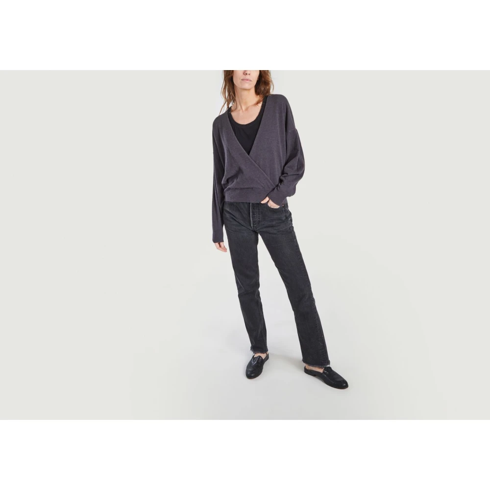 IRO Grijze Wollen Wrap Jumper Gray Dames