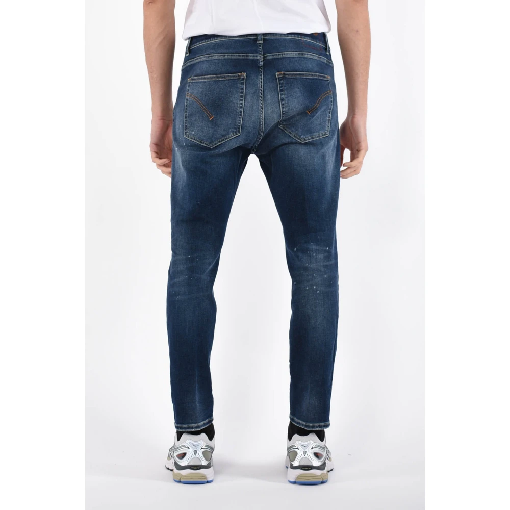 Dondup Super Skinny Jeans met Metalen Logo Blue Heren