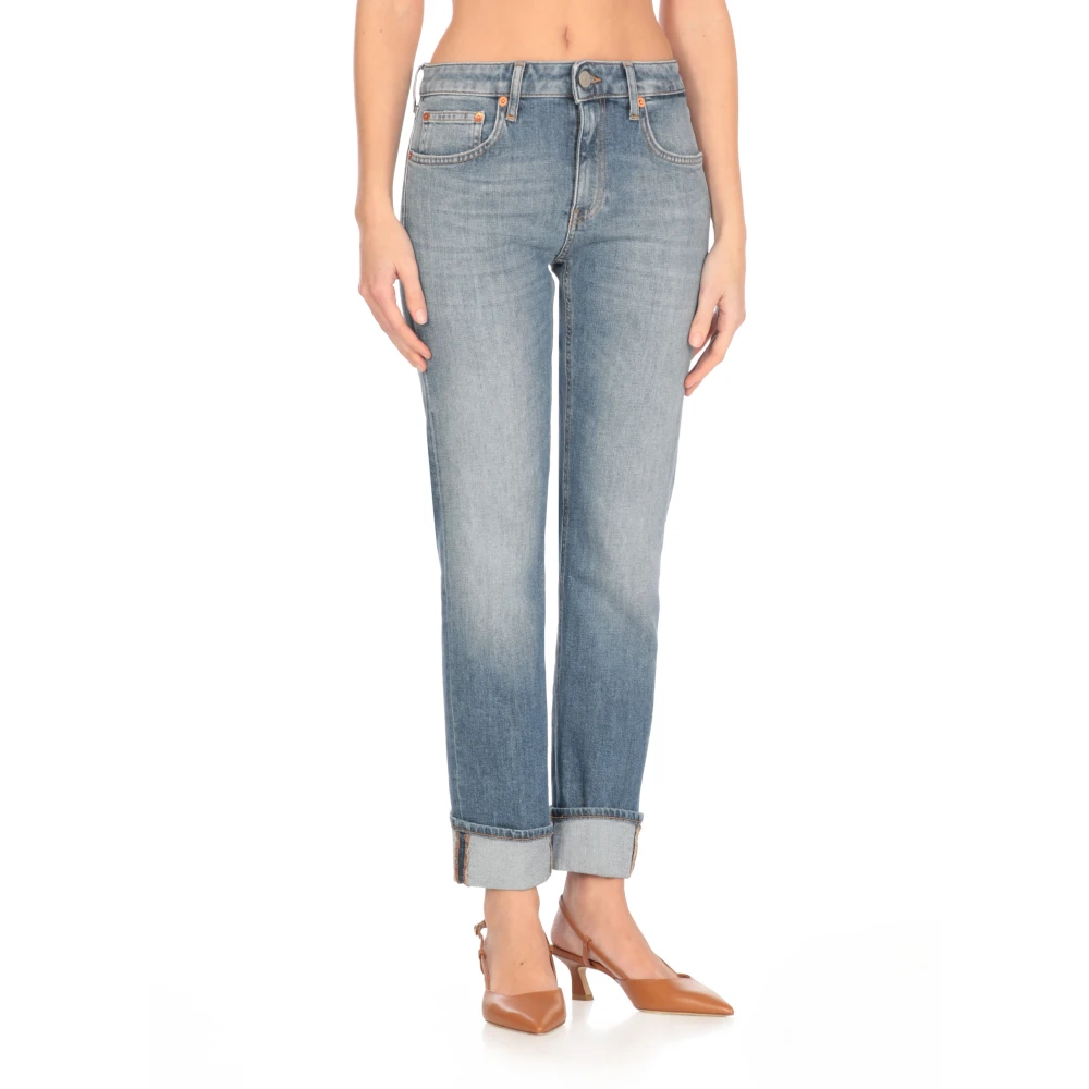 Dondup Blauwe Katoenen Jeans met Riemlussen Blue Dames