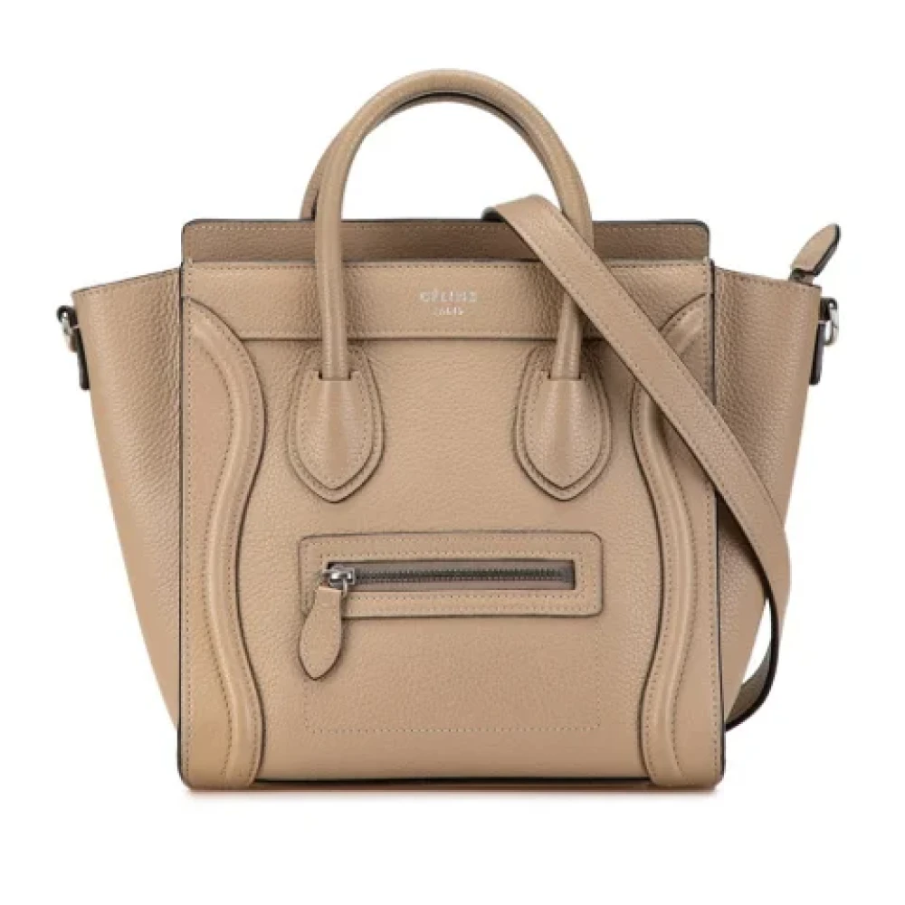 Celine Vintage Pre-owned Leather handbags Beige Dames