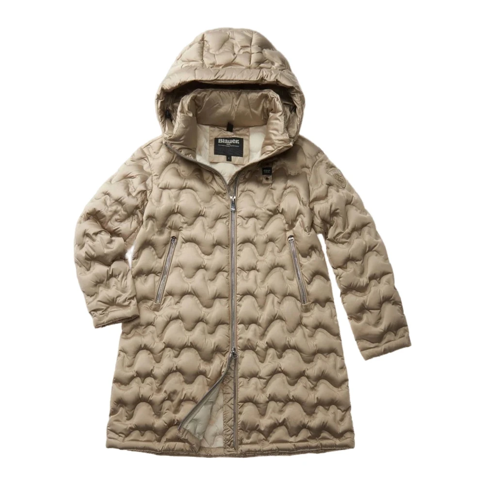 Blauer Waterdichte Jas Polyester Samenstelling Beige Dames