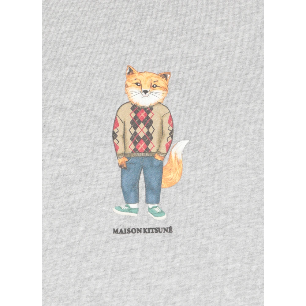 Maison Kitsuné Grijze Katoenen Sweatshirt met Dressed Fox Print Gray Dames