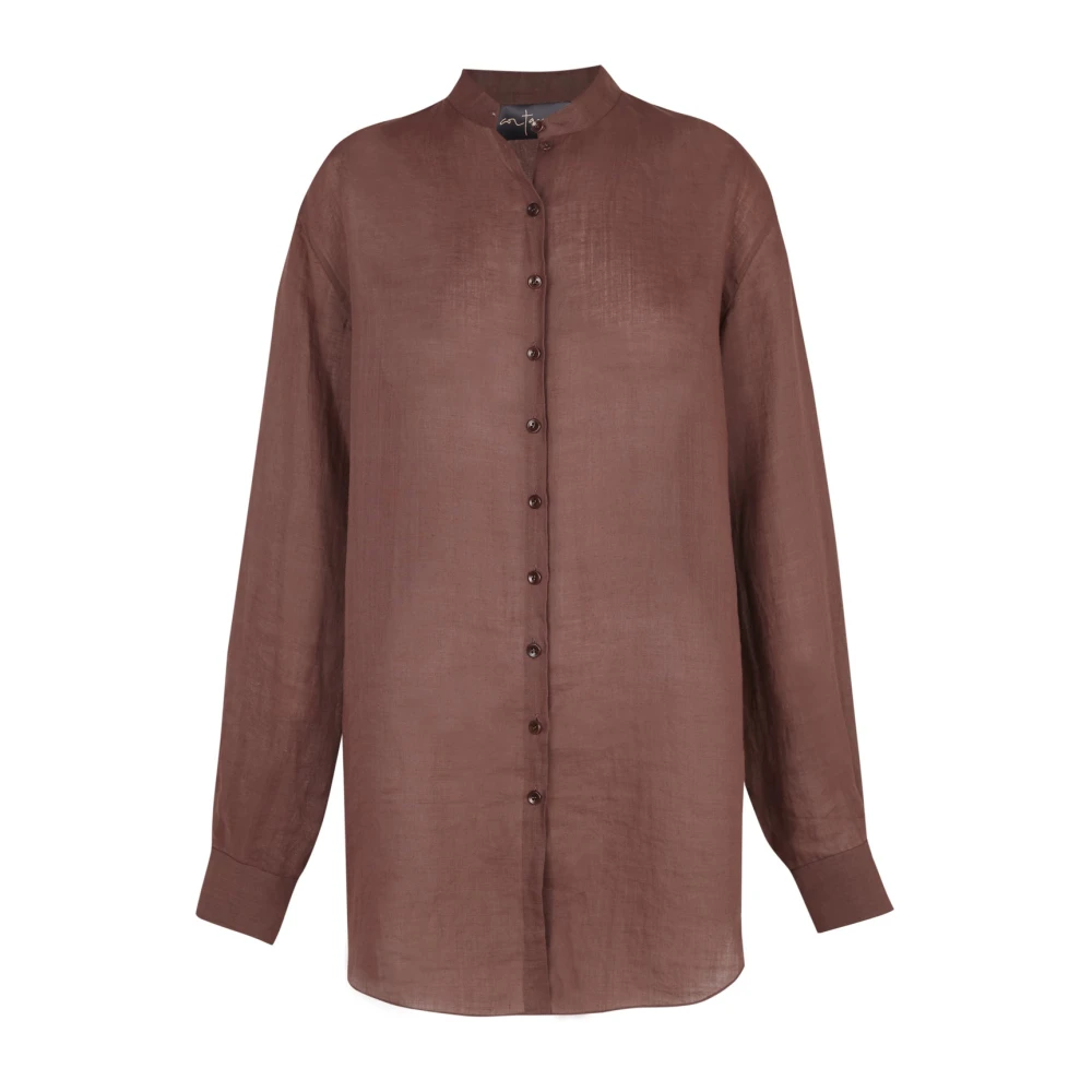 Cortana Raoul ramie blush overhemd Brown Dames