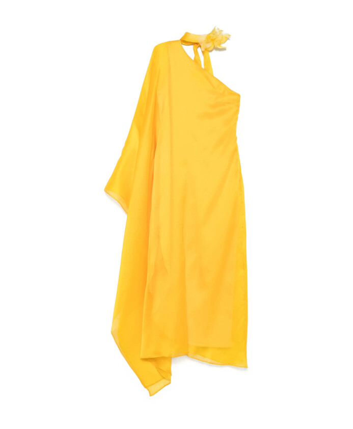 lemon-yellow-layered-dress-with-scarf