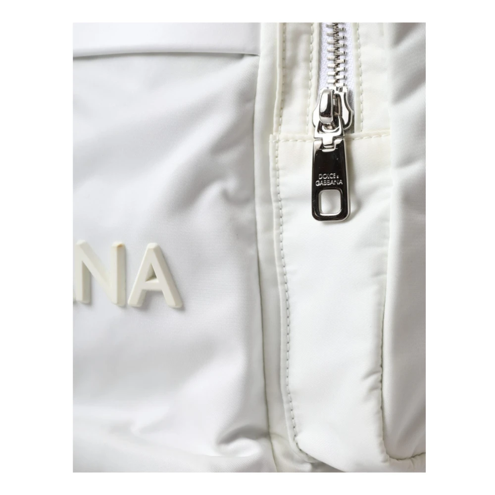 Dolce & Gabbana Logo Rugzak met Kalfsleren Details White Heren