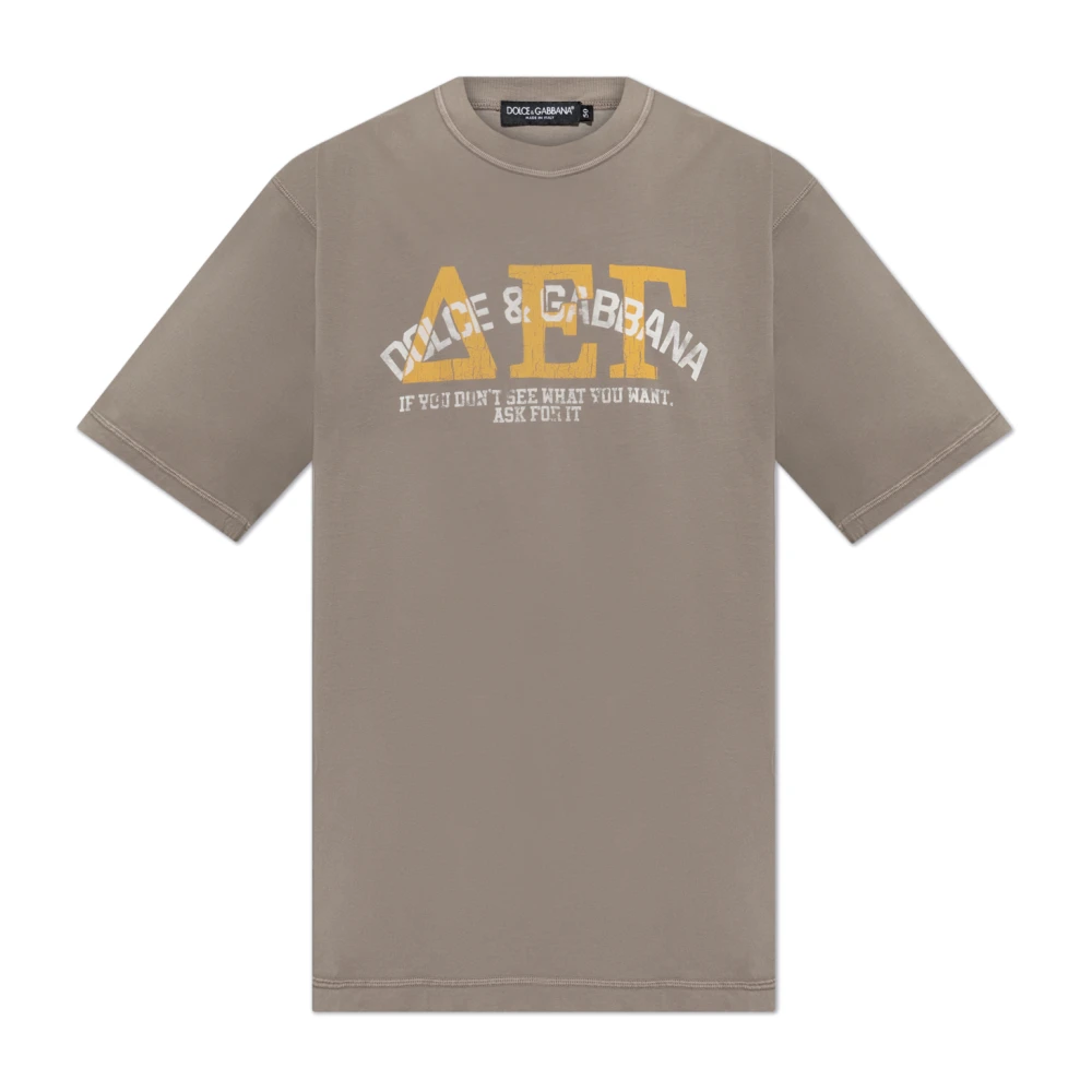 Dolce & Gabbana Men's Gray T-Shirts, L, T-Shirt With Print