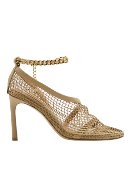 Stilettosandaler i läder och mesh