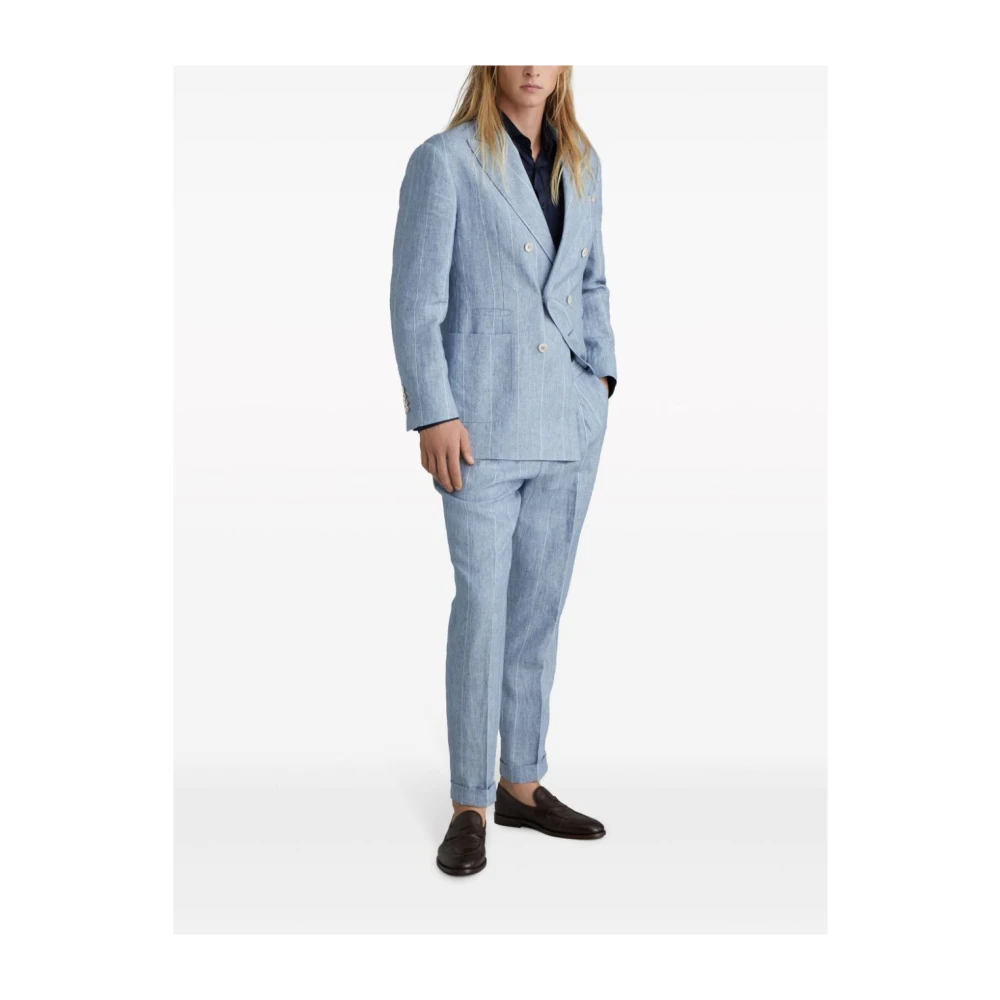 BRUNELLO CUCINELLI Blauwe zijden en katoenen overhemd Blue Heren
