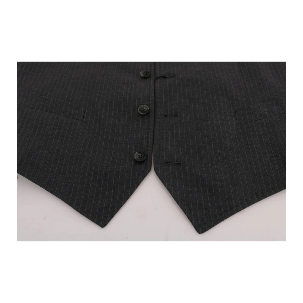Dolce & Gabbana Grijze Gestreepte Vest Gray Heren