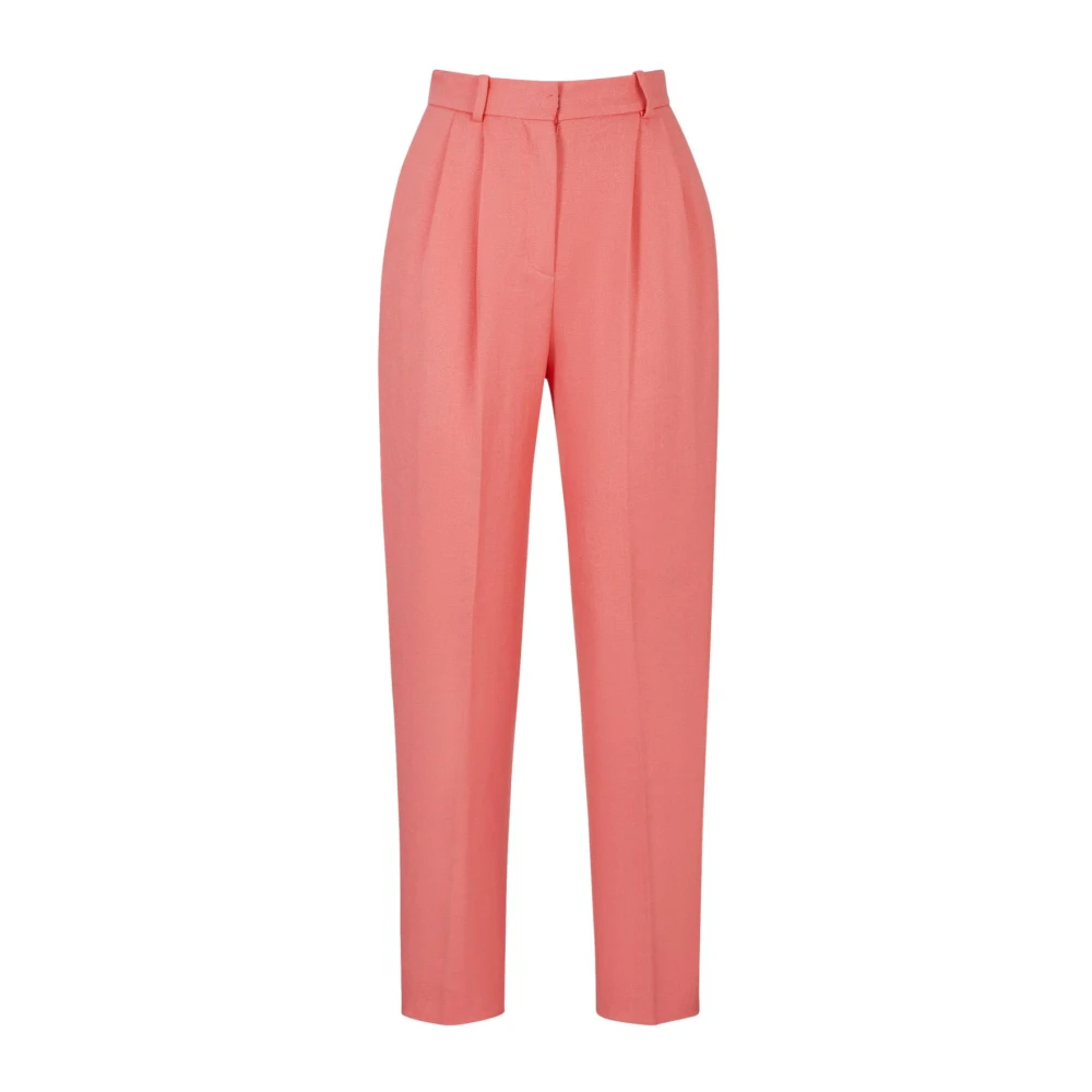 Hugo Boss Koraalroze Linnen Twill Tefike Broek Pink Dames