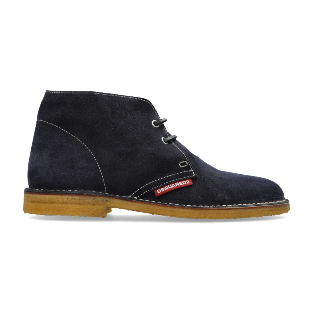 Dsquared2 Uomo Blu - Stivaletti Alla Caviglia In Pelle Scamosciata - Shoes - 45 Eu