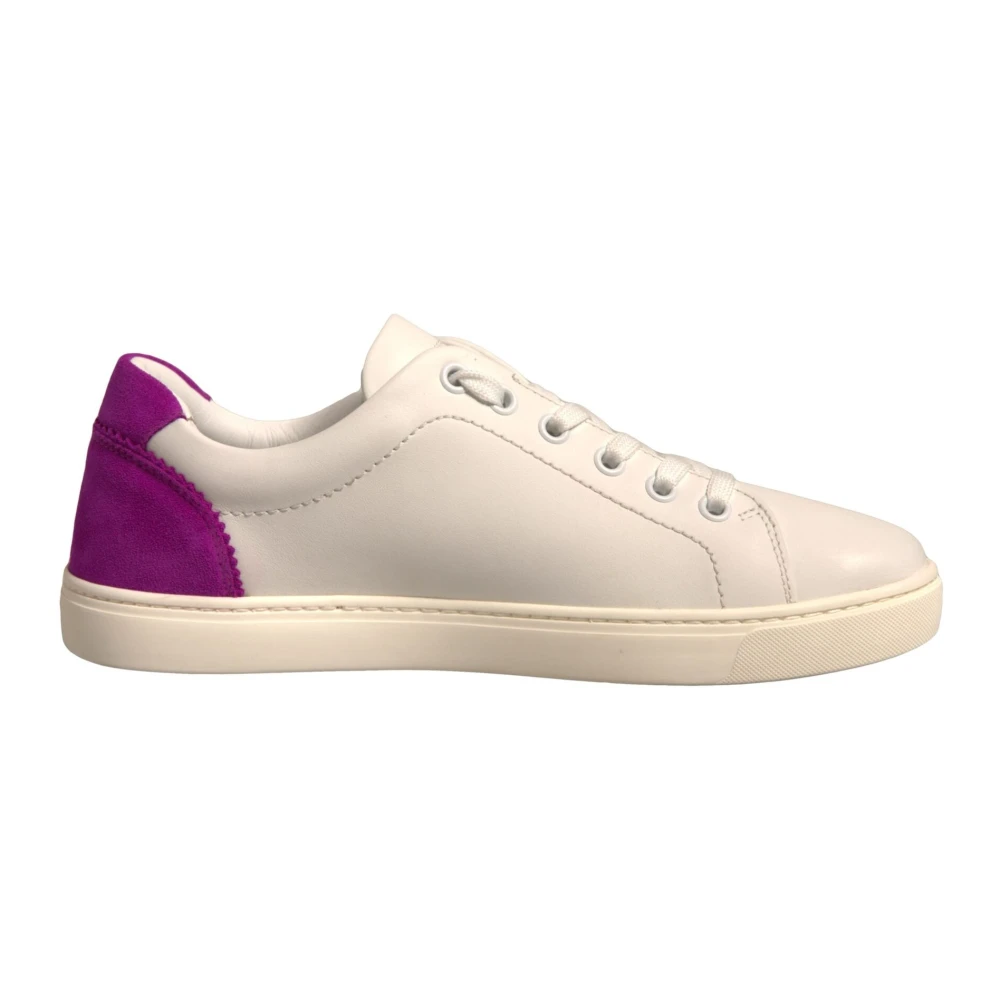 Dolce & Gabbana Women's White Sneakers, 3 Uk, Suede Leather Low Top Trainers