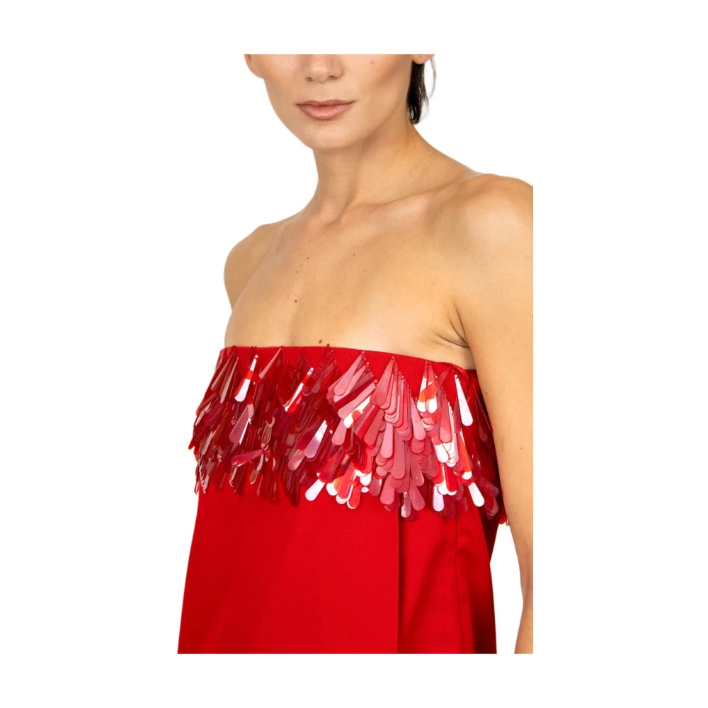 Amen Rode Polyester Jurk met Applicaties Red Dames
