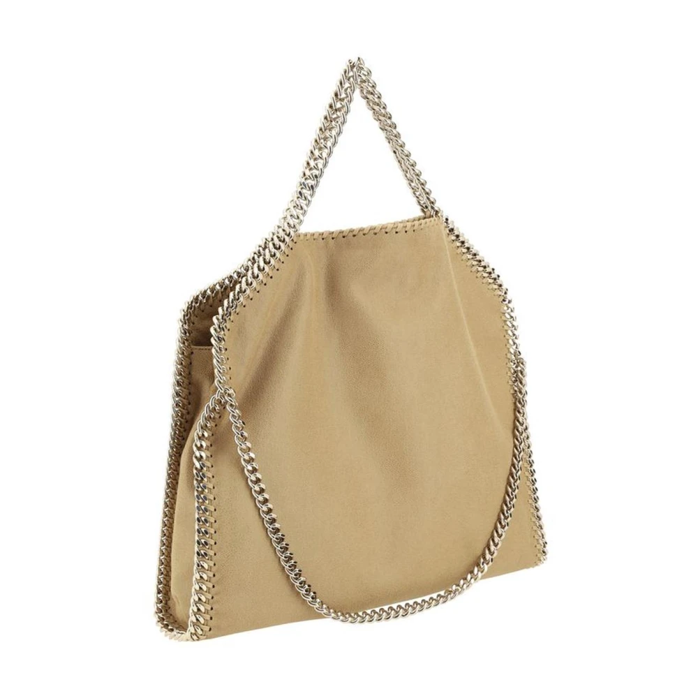 Stella Mccartney Schoudertas met kettingrand en metalen hanger Beige Dames