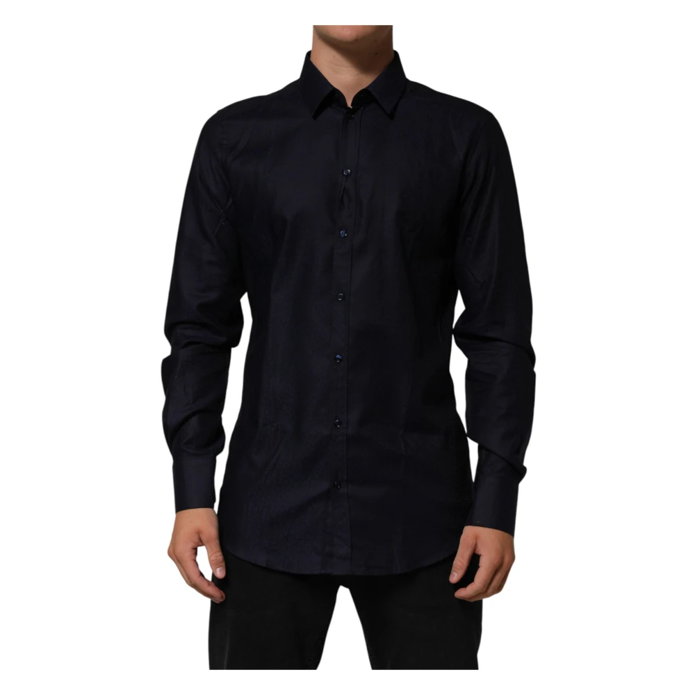 Dolce & Gabbana Men's Blue Formal Shirts, Xl, Gold Dress Shirt