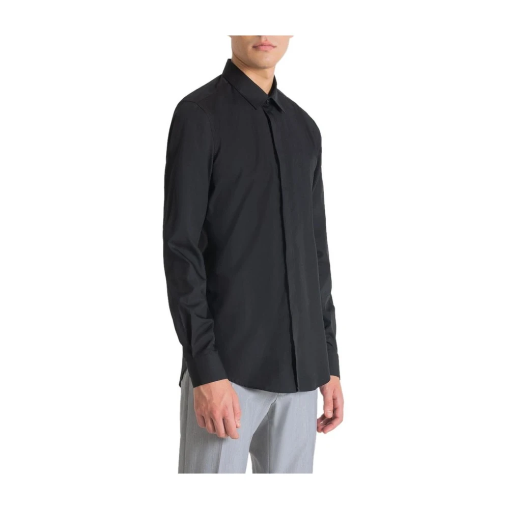 Antony Morato Men's Black Casual Shirts, Xs, Long Sleeve Poplin Shirt