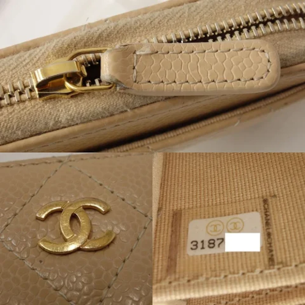 Chanel Vintage Pre-owned Leather wallets Beige Dames