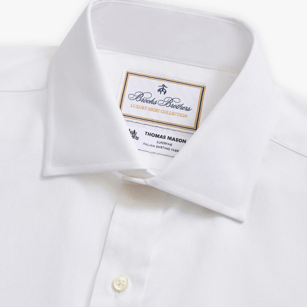 Brooks Brothers Wit Regular Fit Thomas Mason Katoenen Overhemd met Engelse Spreidkraag White Heren