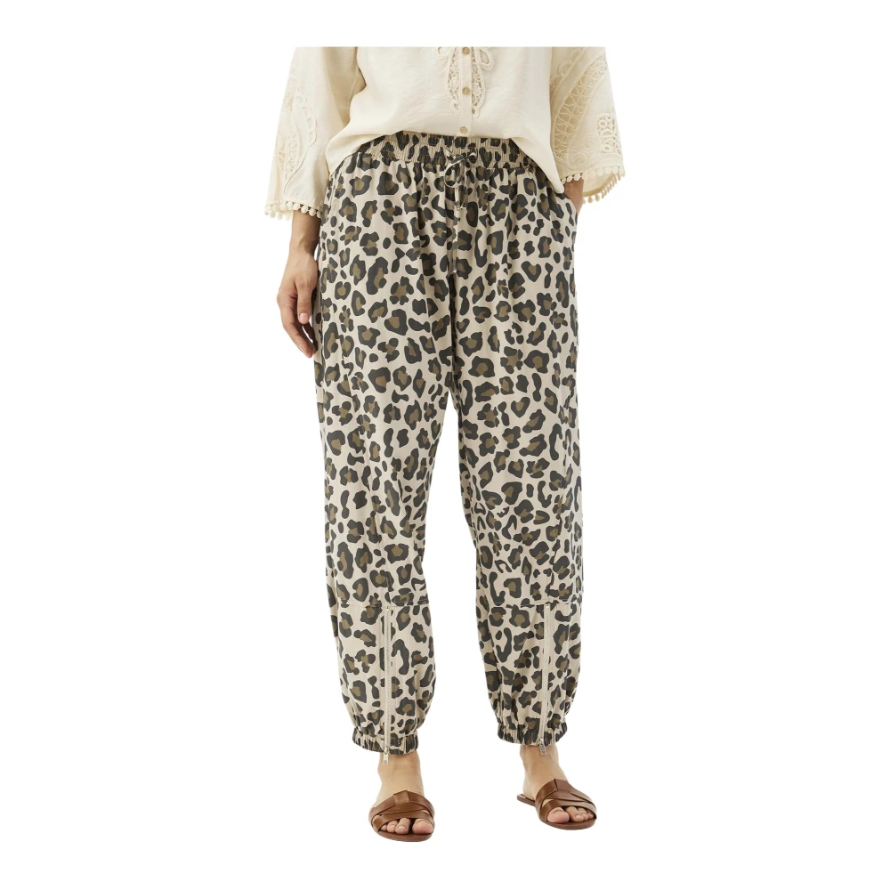 IN Front Luipaardprint Elastische Taille Broek Beige Dames
