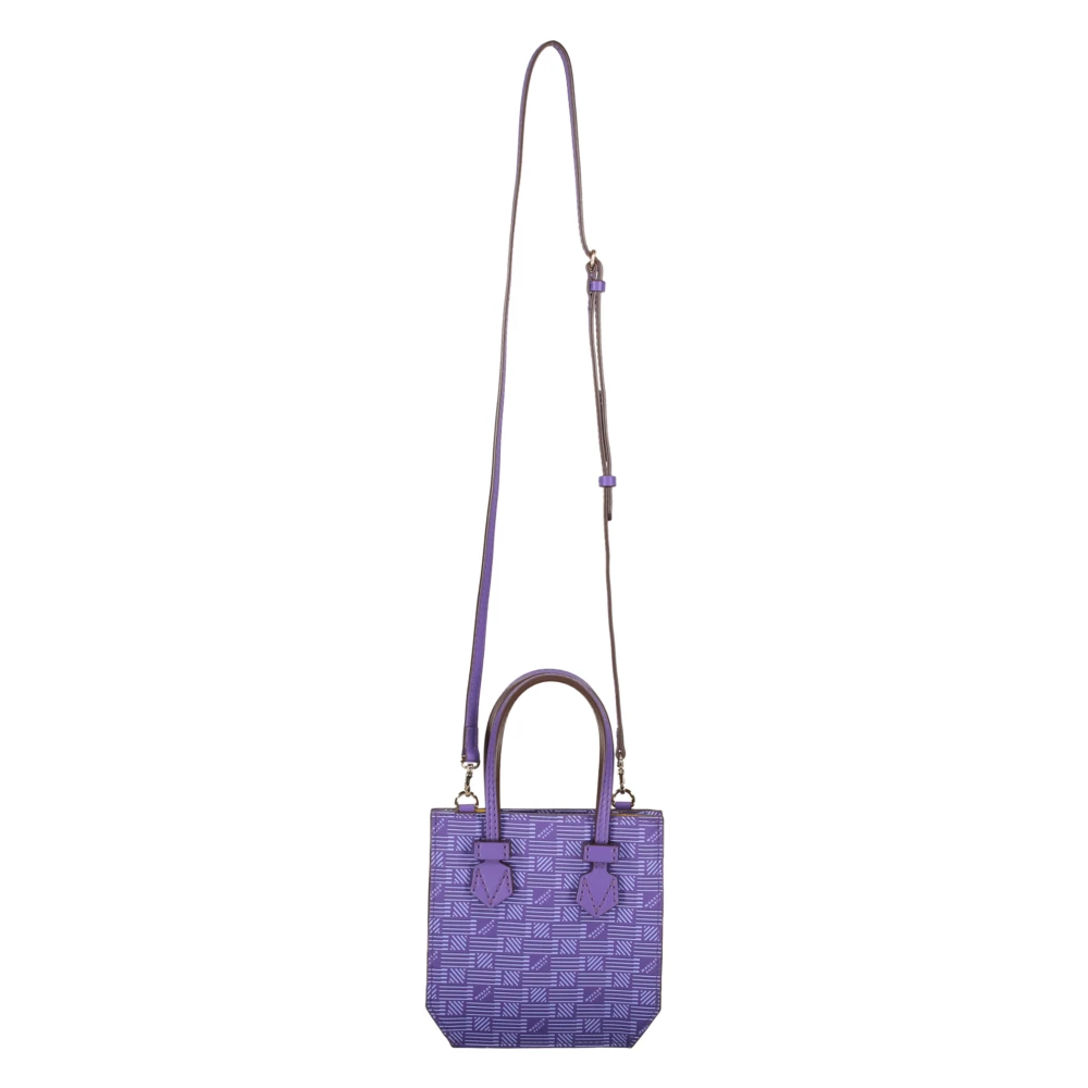 Moreau Paris Korrelig leren schoudertas met logo Purple Dames